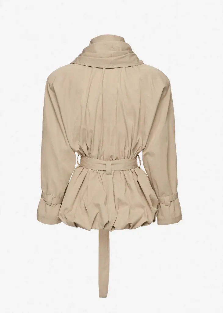 Draped Collar Cotton Jacket In Beige
