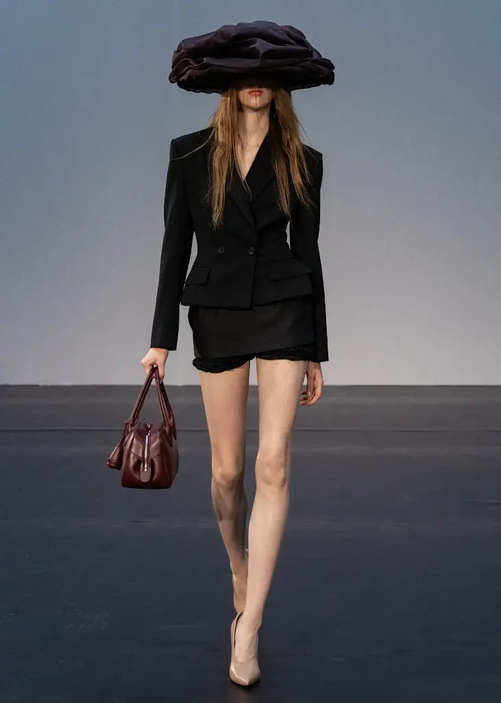 Tailored Wool Peplum Blazer In Black