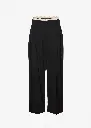 Lace Detail Wool Tapered Trousers In Black