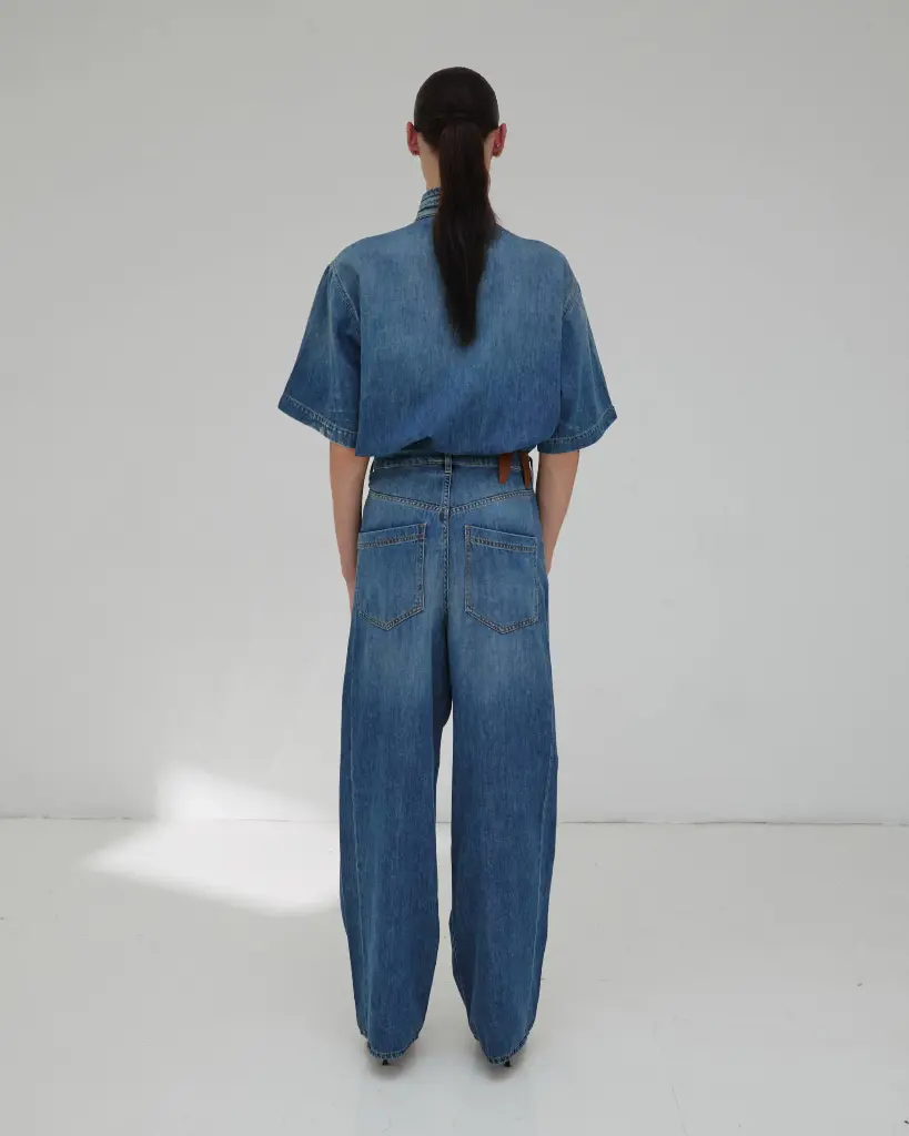 Ines- Fold Over Tencel Denim Slate Vintage