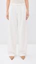 France- Pleat Wide Leg Tencel Denim Washed White