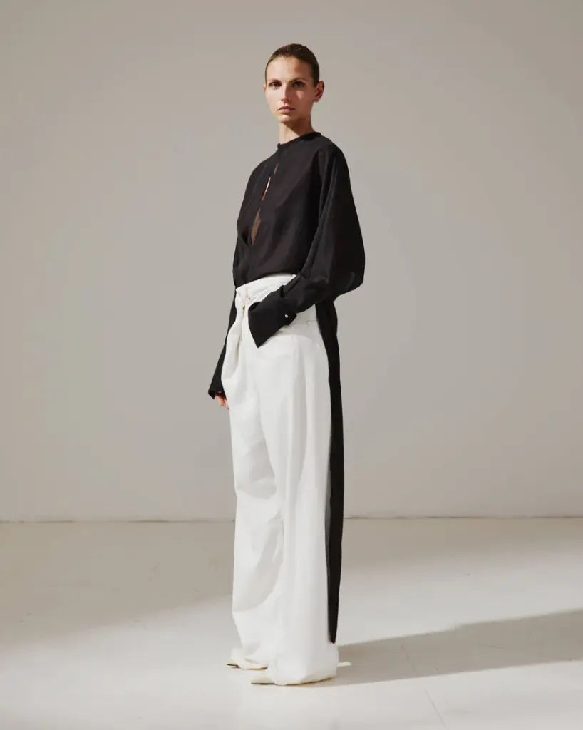 Ines- Fold Over Tencel Denim Washed White