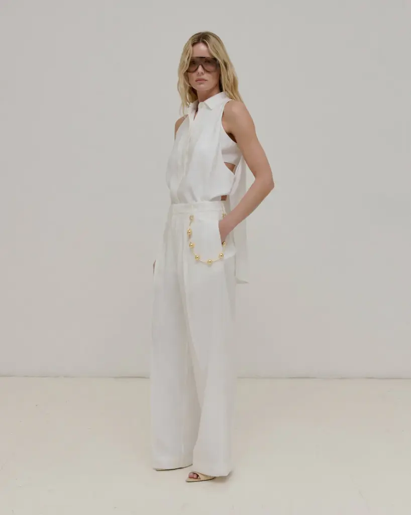 Danielle- Chain Adorned Wide-Led Trousers