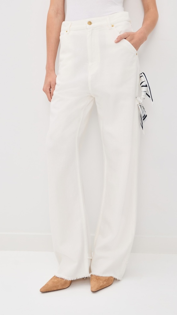 Lisa- Scarf Adorned Loose Fit Carpenter Tencel Denim