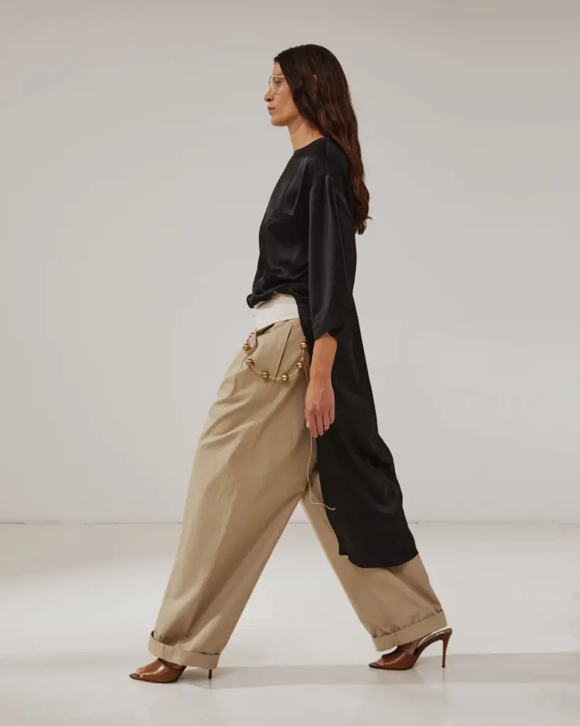 Wendy- Elastic Waist Wide- Led Trousers