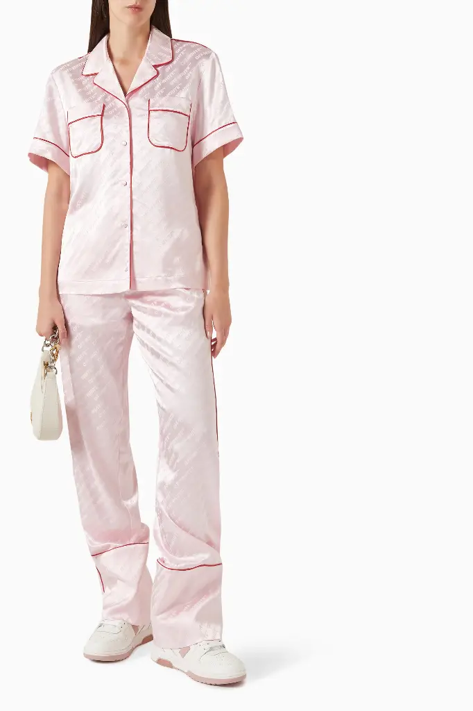 Jacq Off Satin Pajama Shirt Soft Pink