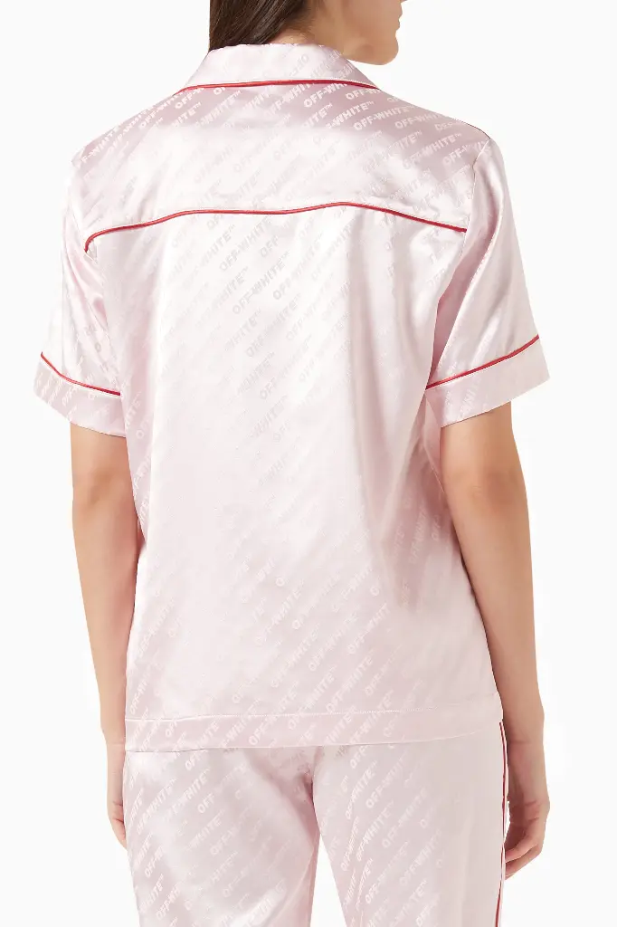 Jacq Off Satin Pajama Shirt Soft Pink