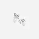 Crystal Bow Pearl Droplet Earrings