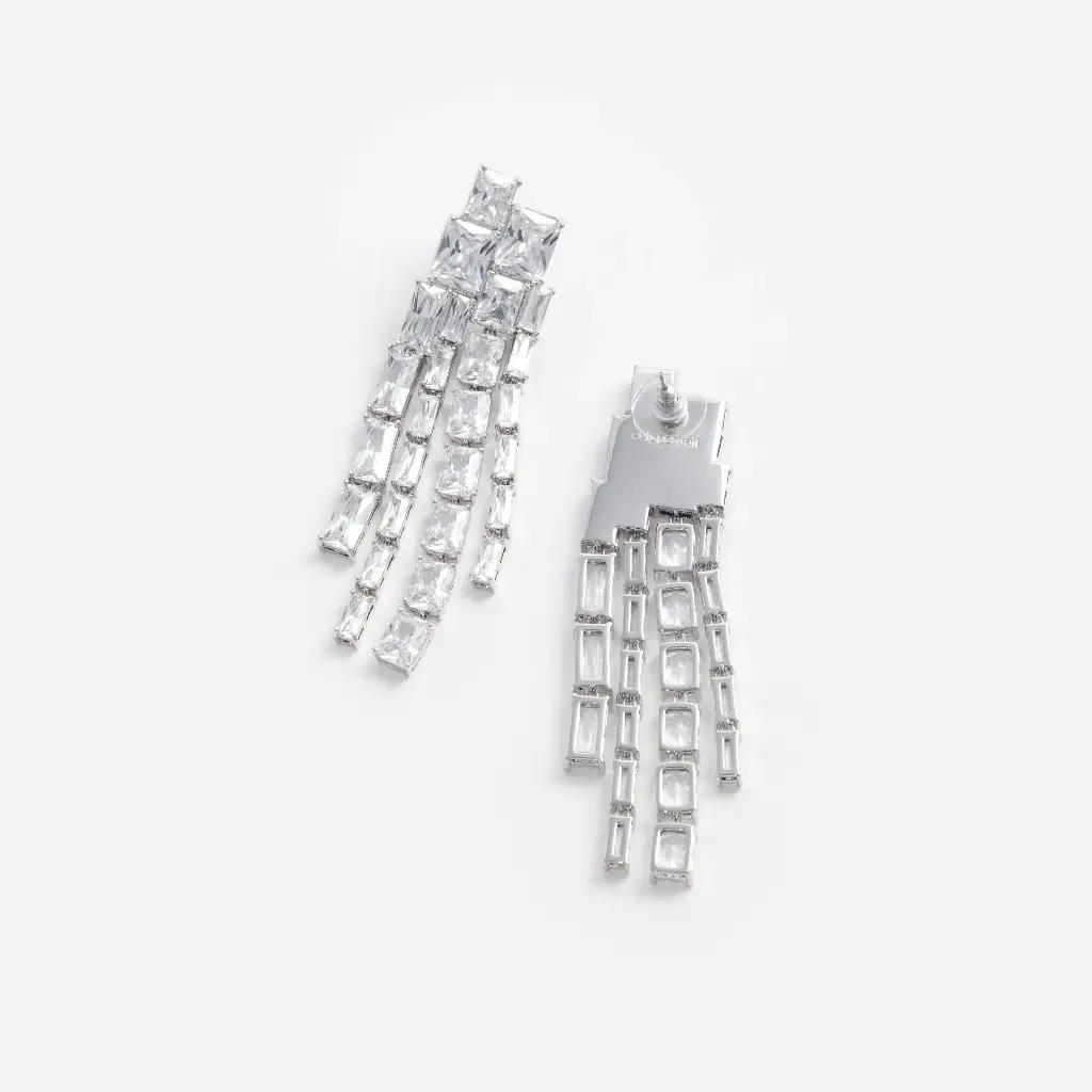 Square Crystal Dangle Earrings