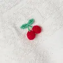 Cream Cherry Motif Knit Skirt