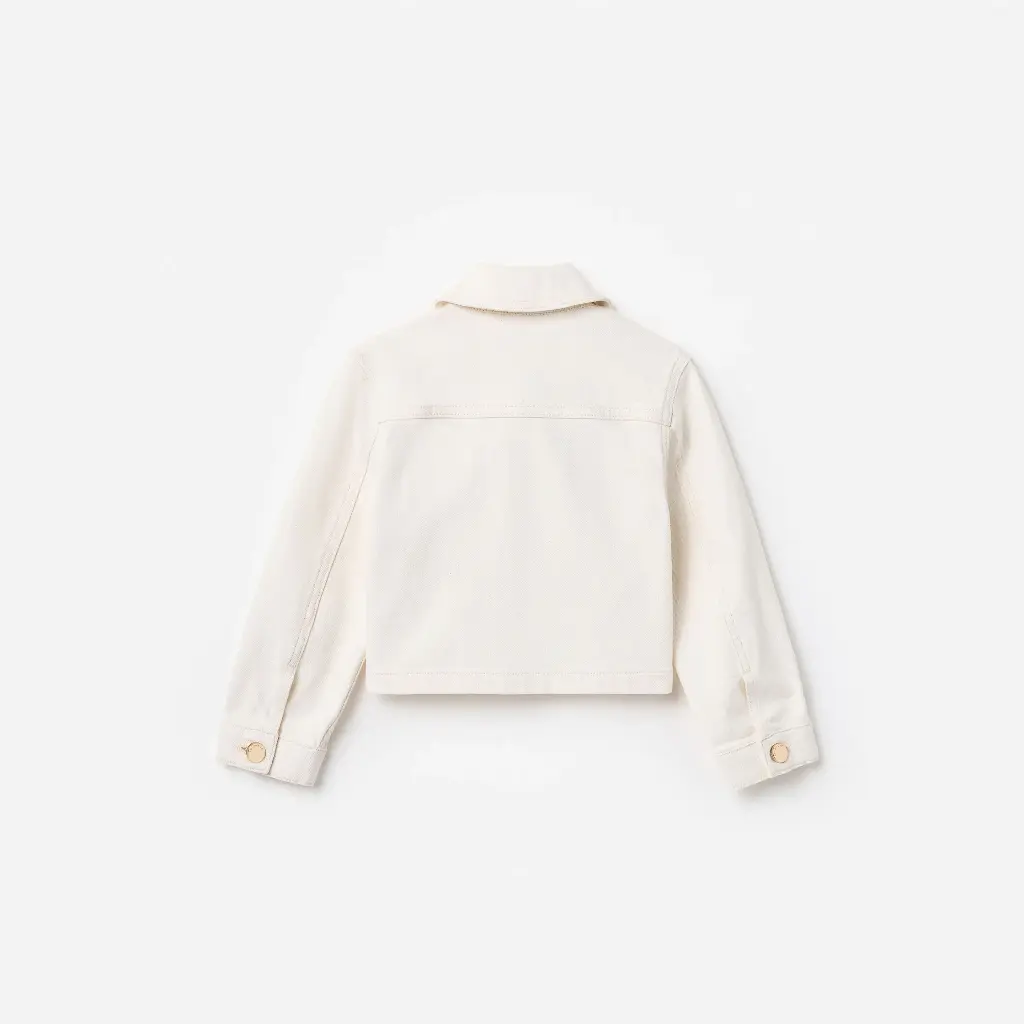 Cream Denim Cherry Motif Jacket