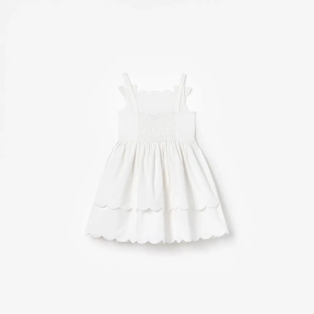 White Cotton Embroidered Dress