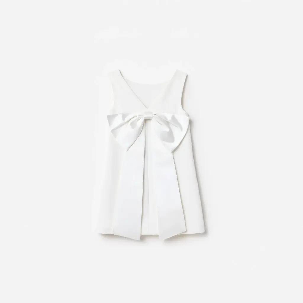 White Crepe Sequin Flower Dress