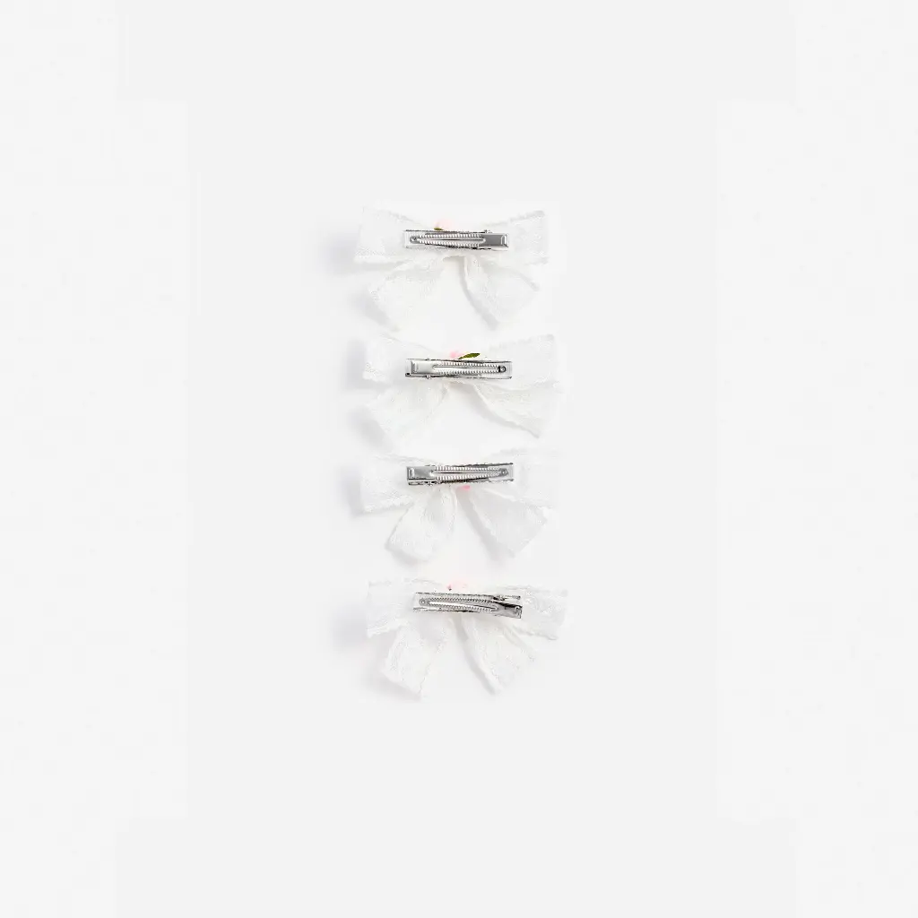 Cream Lace Bow Hair Clips