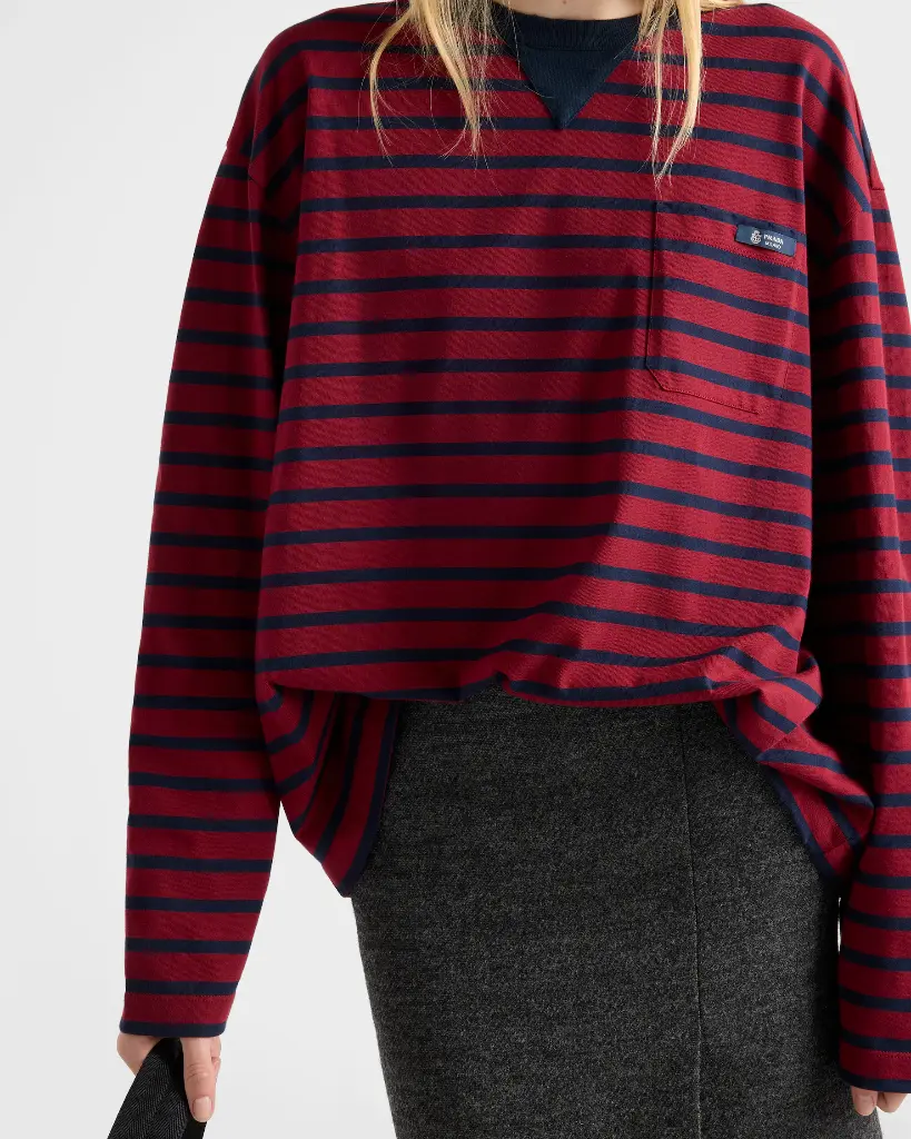 Long Sleeved Striped Jersey T-Shirt