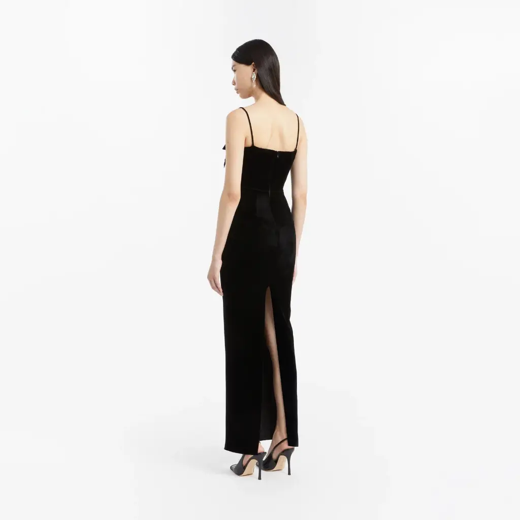 Velvet Evening Dress with Bows