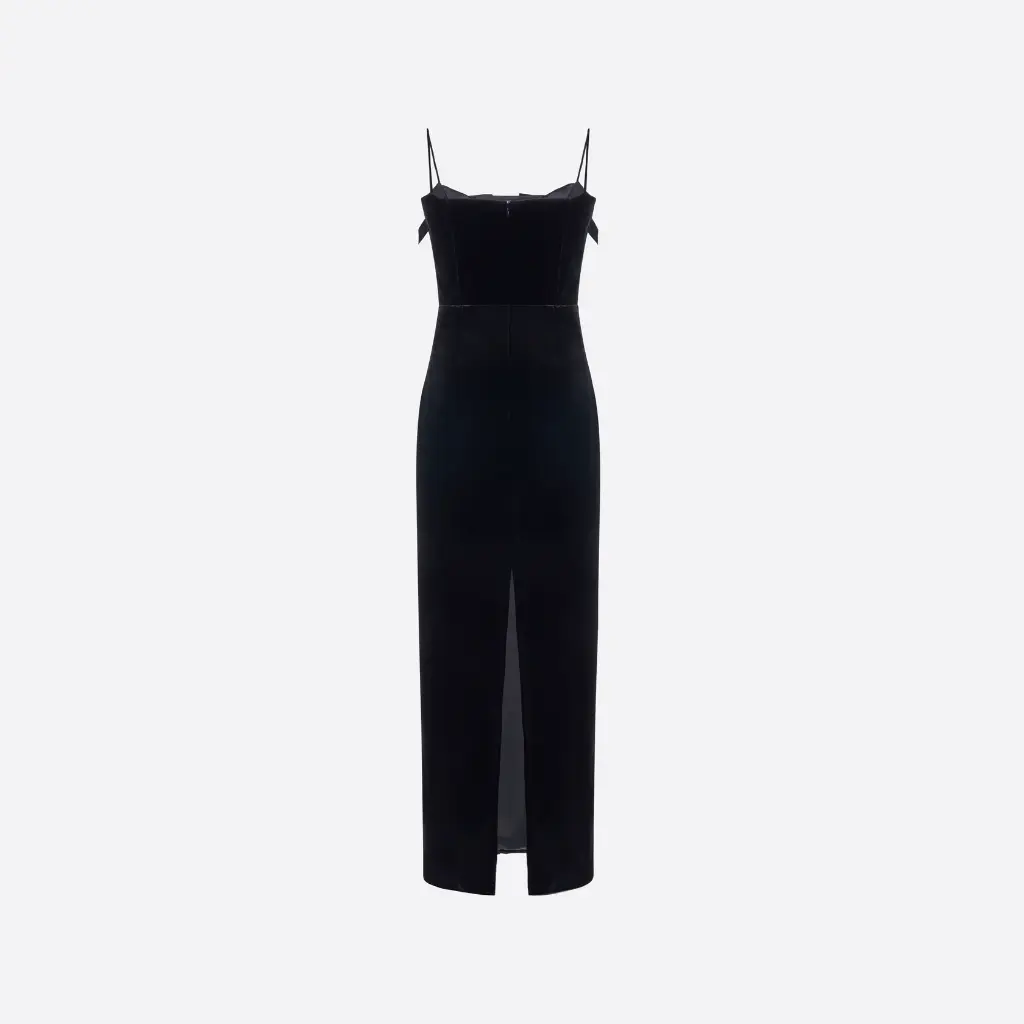 Velvet Evening Dress with Bows