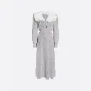 Polka Dot Print SilkMidi Dress with Collar