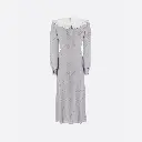 Polka Dot Print SilkMidi Dress with Collar
