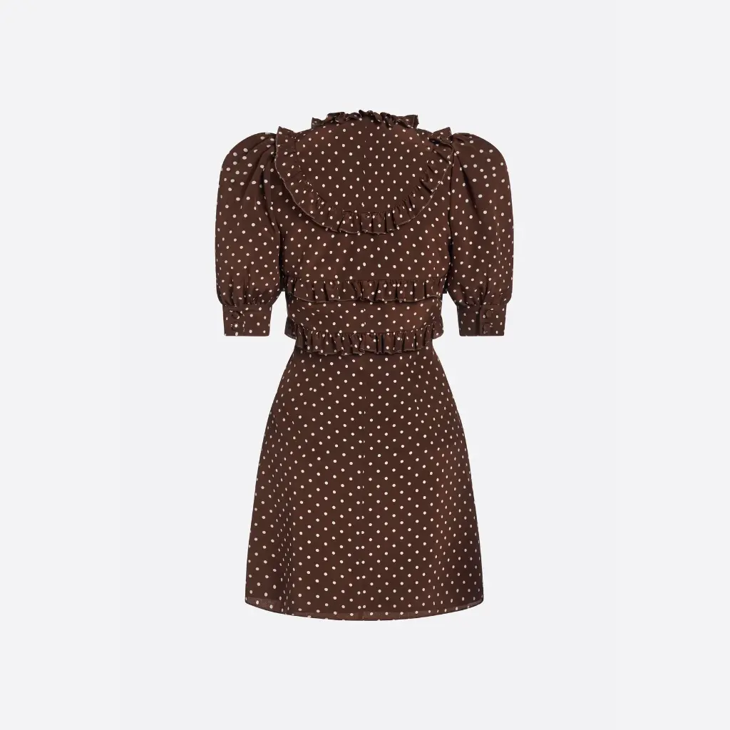 Polka Dot Silk CDC Mini Dress with JWL Buttons