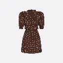 Polka Dot Silk CDC Mini Dress with JWL Buttons