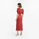 Print Silk Jacquard Midi Dress with JWL Buttons