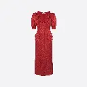 Print Silk Jacquard Midi Dress with JWL Buttons