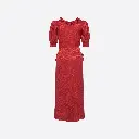 Print Silk Jacquard Midi Dress with JWL Buttons