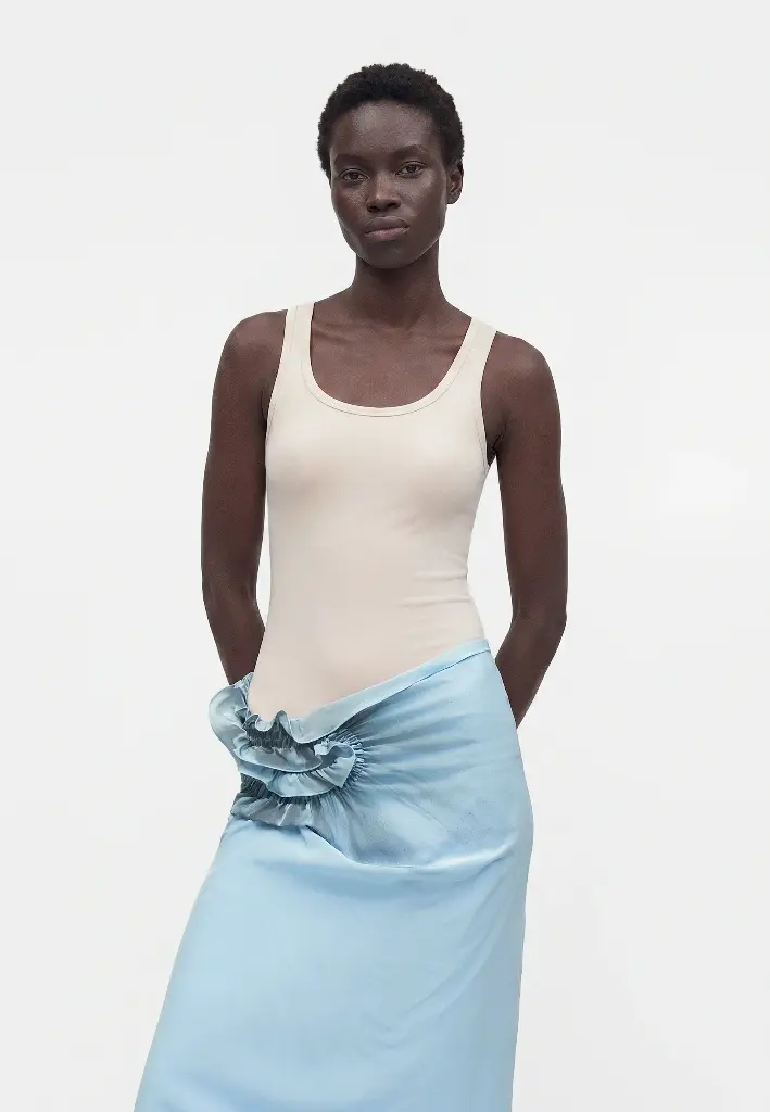 Asymmetrical Smocked Skirt