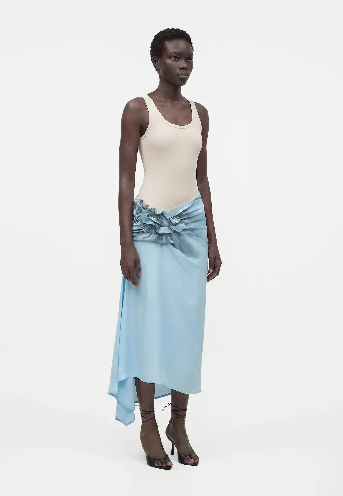 Asymmetrical Smocked Skirt
