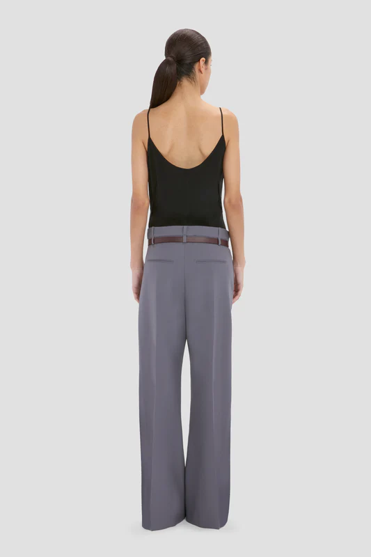 Straight Leg Folded Trouser In Flint