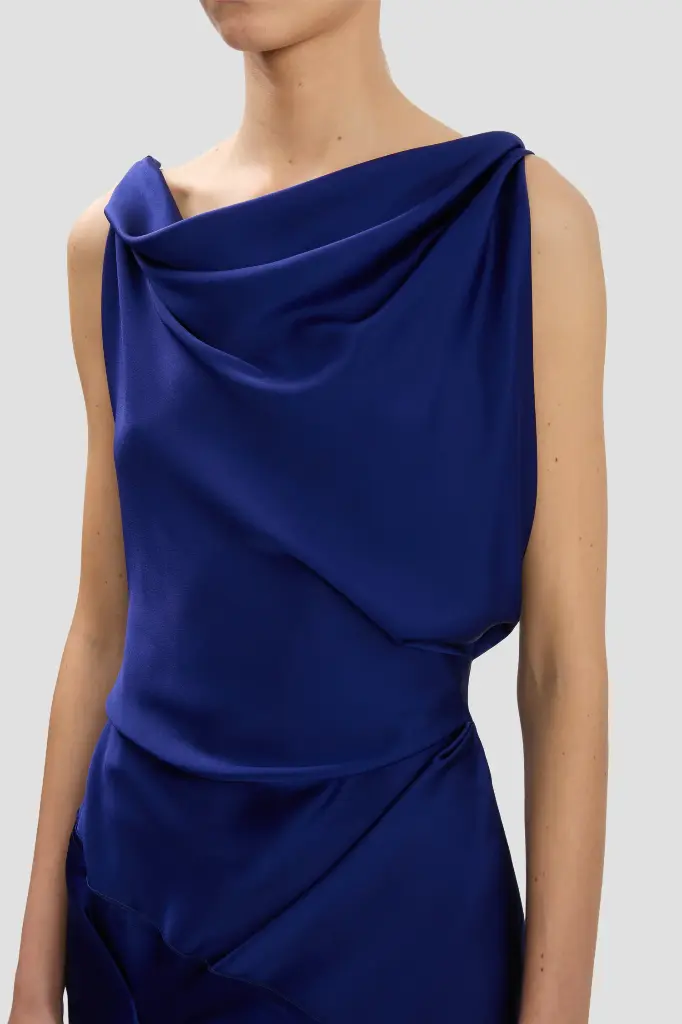 Posy Midi Dress In Bright Indigo
