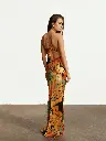 Frutas Silk Satin Long Dress