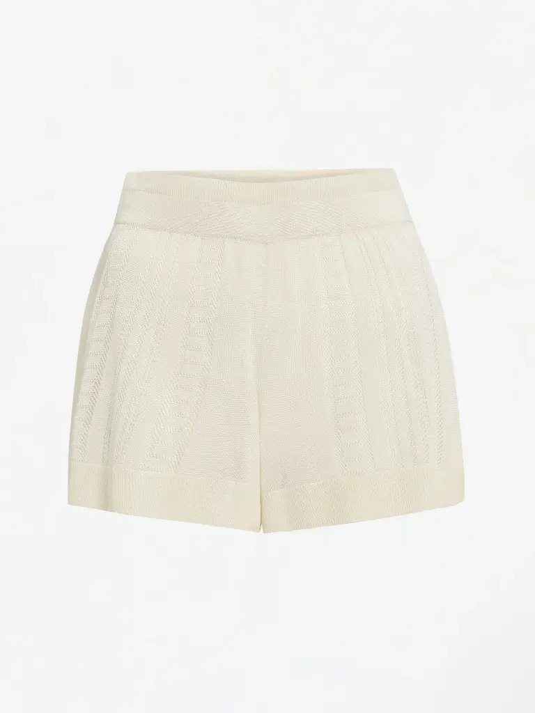 Cream Guayabera Shorts
