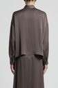 Woman Shirt Flowy Pounded Viscose Blend Satin Brown 
