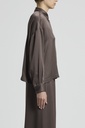 Woman Shirt Flowy Pounded Viscose Blend Satin Brown 