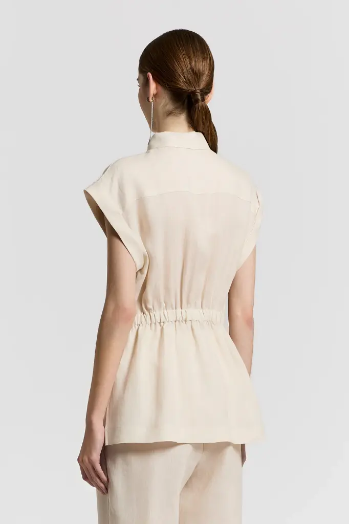 Shirt in lightweight pure linen canvas