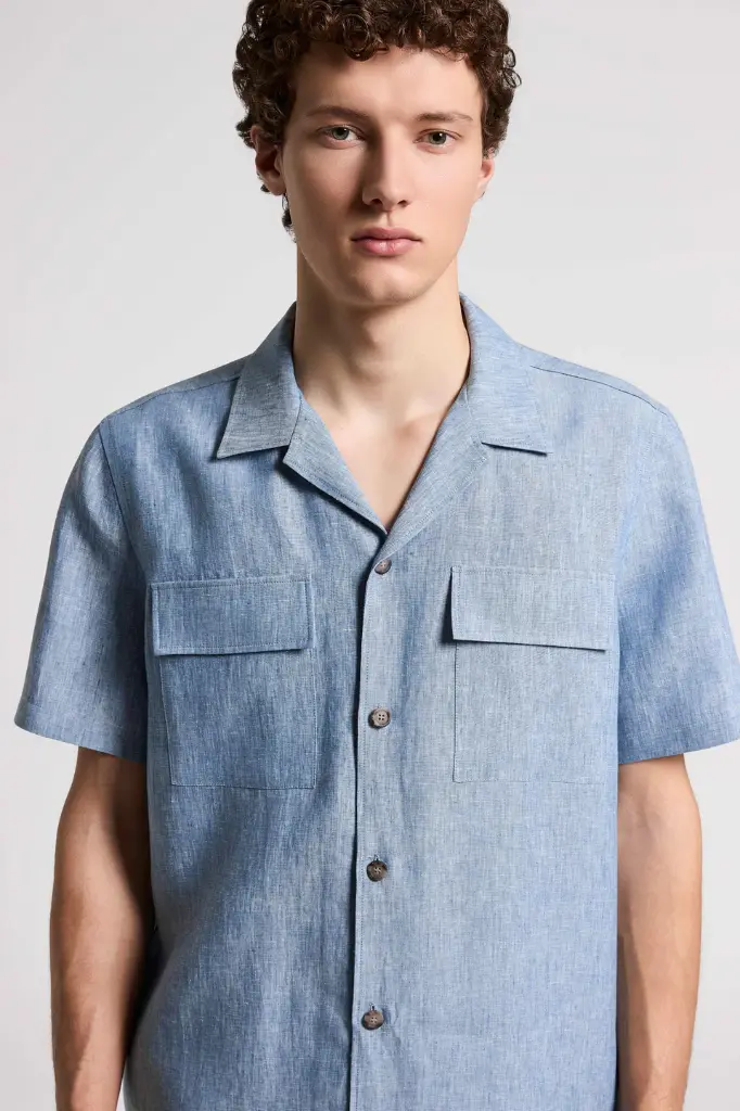 Camp shirt in linen canvas