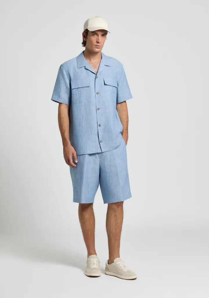 Camp shirt in linen canvas