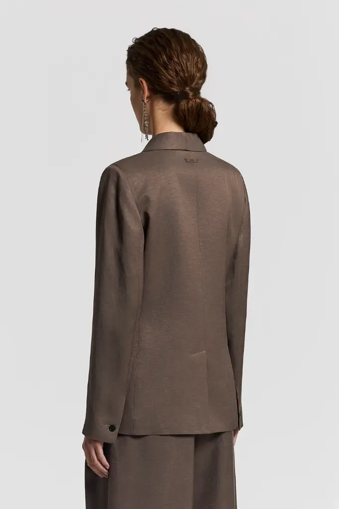 Single-breasted blazer in flowing viscose and linen twill