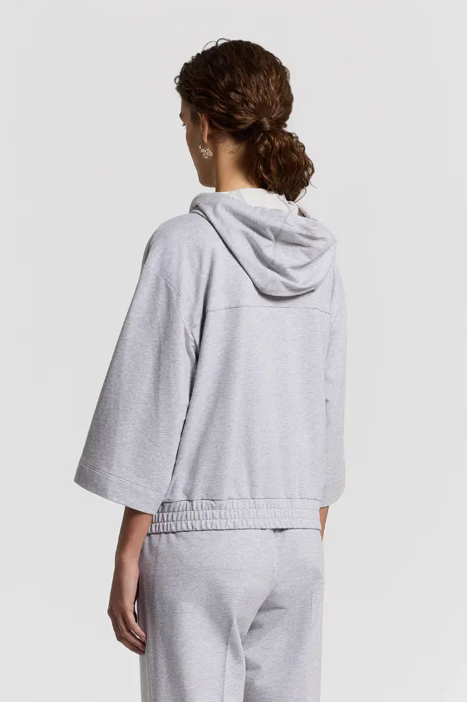 Sweatshirt Melange light cotton stretch fleece Solar white
