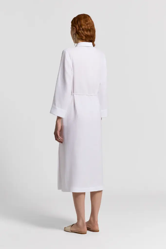 Pure Linen Canvas Midi Dress