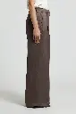 Woman Pants Flowy Pounded Viscose Blend Satin Brown 