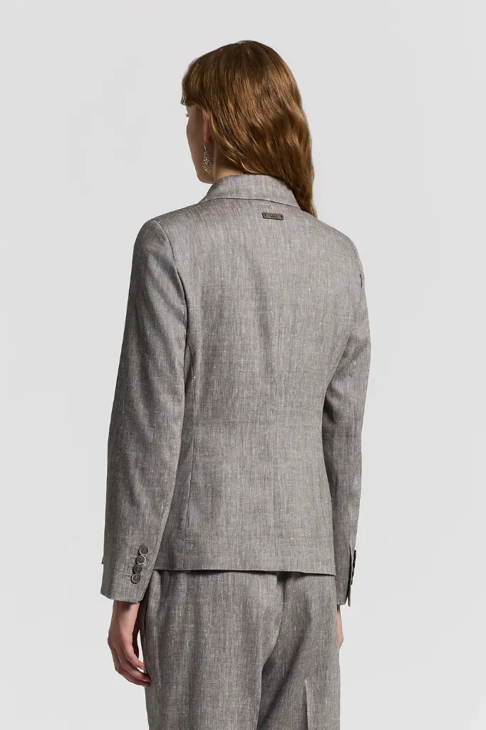 Double-breasted blazer in linen and wool canvas