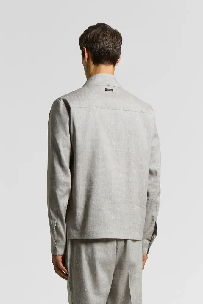 Linen and wool zip-up jacket