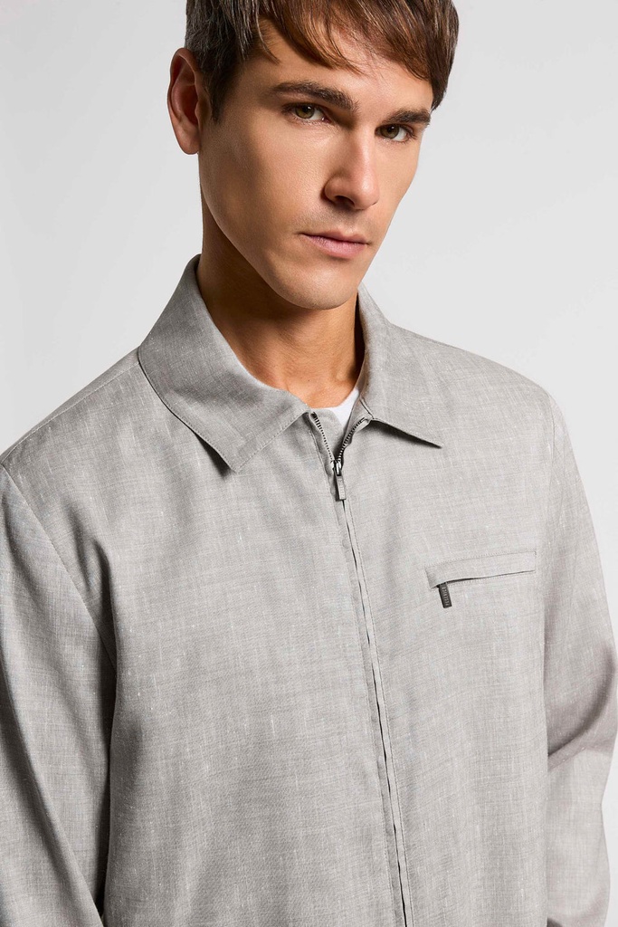Linen and wool zip-up jacket