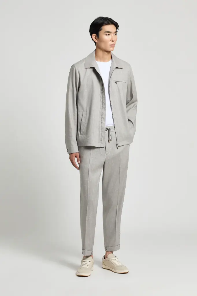 Linen and wool zip-up jacket