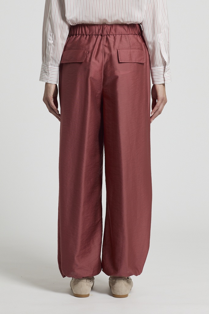 Woman pants Lyocell blend light technical plain weave Photinia red