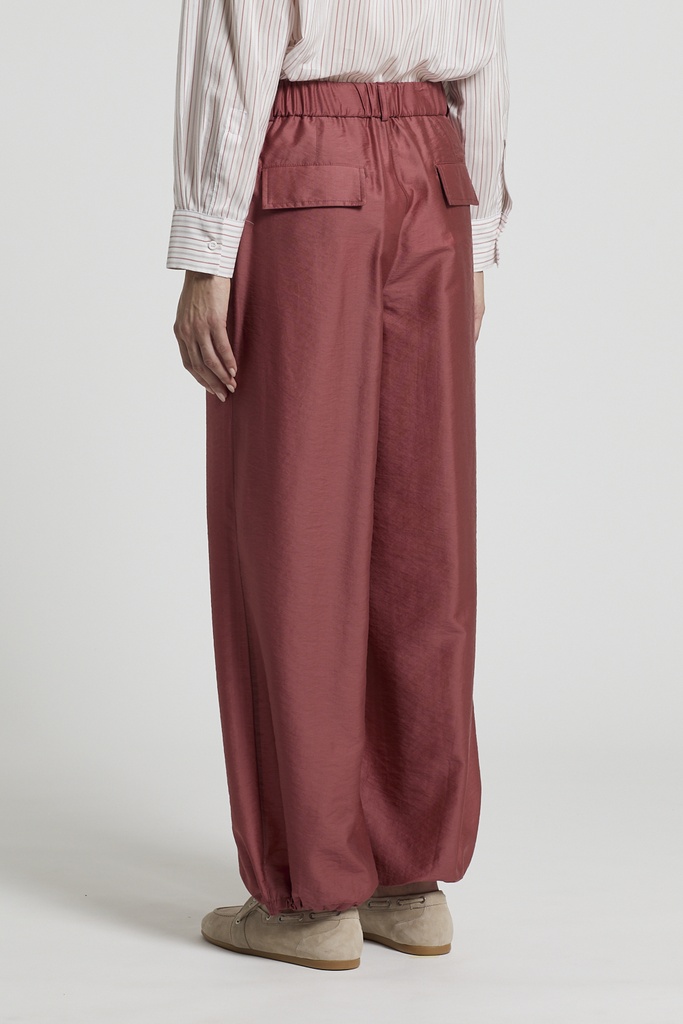 Woman pants Lyocell blend light technical plain weave Photinia red