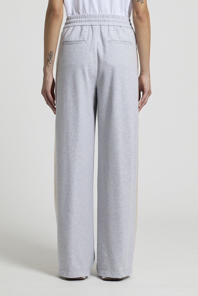 Woman pants Melange light cotton stretch fleece with Solar white